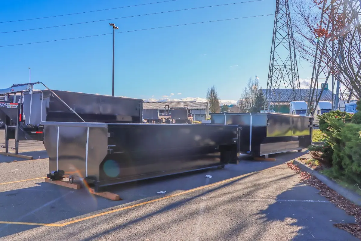 Roll-off dumpster ready for waste disposal at job site for Yard Waste Dumpster Rental in Yorkville